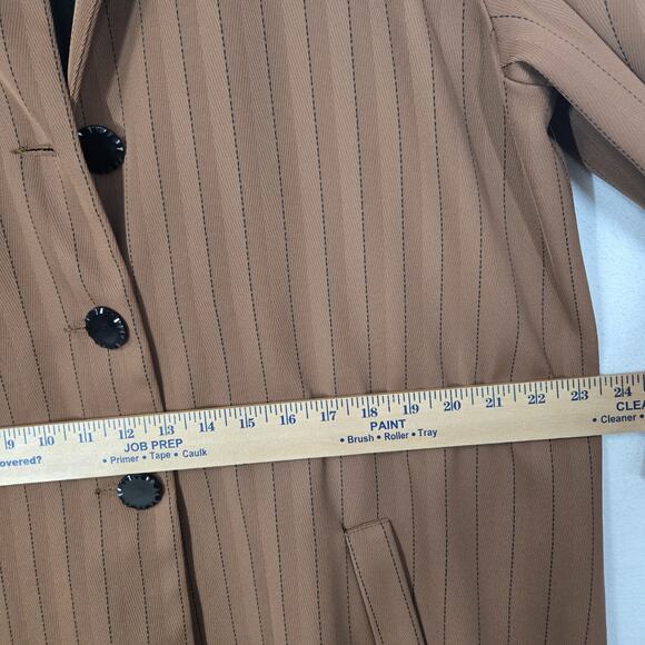 VTG Lily & Taylor Midi Coat 12 Brown Long Sleeve Pockets Button Front Oversized - Picture 13 of 16